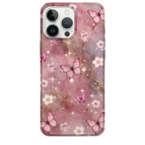Altın Mermer Pembe Kelebek tasarımlı Altın Mermer Pembe Kelebek Telefon Kılıfı - Görsel 1