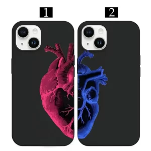 Mavi Kırmızı Kalpler Sevgili Telefon Kılıfı - Görsel 1 özel tasarım