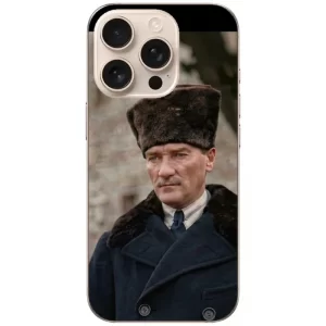 Atatürk Portreli Siyah Telefon Kılıfı - Görsel 1 detay görünüm