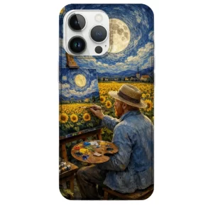 Van Gogh telefon kılıfı tasarımlı Ayçiçek Tasarımlı Van Gogh Desenli Baskılı Telefon Kılıfı - Görsel 1
