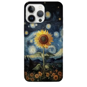 Ayçiçek ve Yıldızlı Geceler Temalı Van Gogh Desenli Telefon Kılıfı - Görsel 1 detay görünüm