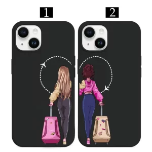 telefon kılıfı, bavulu olan kızlar, seyahat temalı telefon kılıfı tasarımlı Bavullu Yolculuk Yapan Kızlar Telefon Kılıfı - Görsel 1