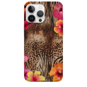 Çiçekli Leopar Desenli Telefon Kılıfı - Görsel 1 ürün görseli