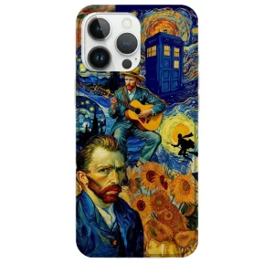 Van Gogh telefon kılıfı tasarımlı Gitar Çalan Van Gogh Desenli Baskılı Telefon Kılıfı - Görsel 1
