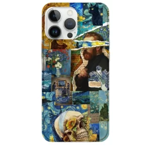 Van Gogh telefon kılıfı Kolaj Baskılı Van Gogh Desenli Baskılı Telefon Kılıfı - Görsel 1