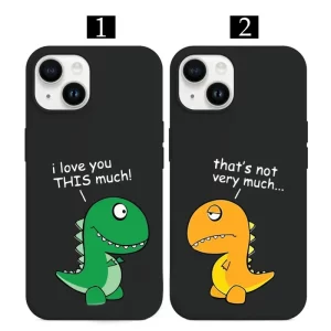Sevimli Dinozor Çift Sevgili Telefon Kılıfı - Görsel 1 yakın çekim