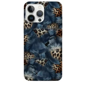 Mavi Tüy Detaylı Leopar Desenli Telefon Kılıfı - Görsel 1 detay görünüm