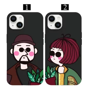 Modern Gözlüklü Çift Sevgili Telefon Kılıfı - Görsel 1 çift telefon kılıfı