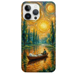 Nehir ve Kayık Tasarımlı Van Gogh Desenli Telefon Kılıfı - Görsel 1 Van Gogh telefon kılıfı