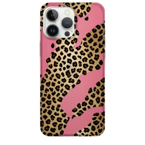 Pembe Parçalı Leopar Desenli Telefon Kılıfı - Görsel 1 özel tasarım
