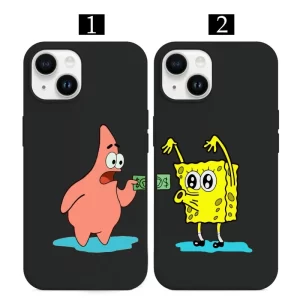 Süngerbob telefon kılıfı tasarımlı Süngerbob ve Patrick Dolar Para Temalı Sevgili Telefon Kılıfı - Görsel 1