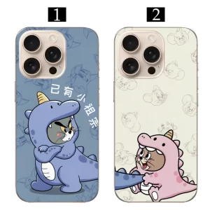 Tom ve Jerry Dinozor Tulumlu Sevgili Telefon Kılıfı - Görsel 1 Tom ve Jerry telefon kılıfı